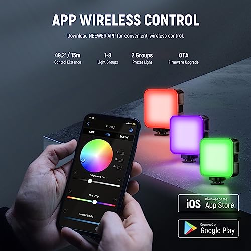 NEEWER RGB62 Magnetic RGB Video Light with Upgraded App Control RGB62 (1-Pack) w/o Desk Tripod