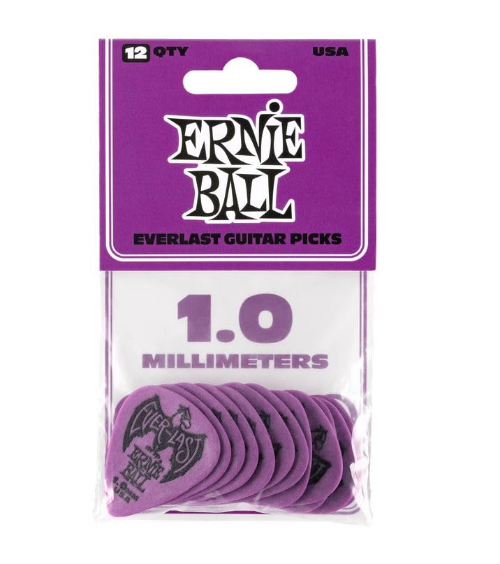 Ernie Ball Everlast Guitar Picks, Purple 1.0mm, 12-pack (P09193) Purple (1. mm) 0