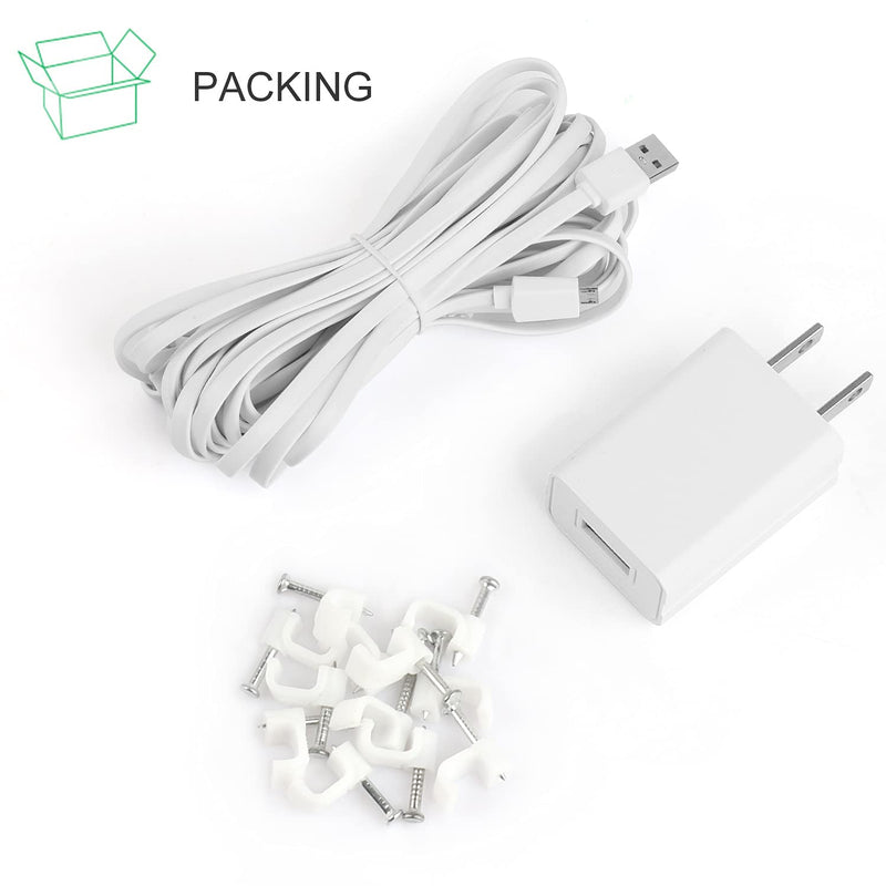 ALERTCAM Power Adapter for Ring Indoor Cam and All-New Ring Indoor Cam (2nd Gen), with 25Ft/7.5m Flat Charging Cable Continuously Charge Your Camera (NOT Compatible with Ring Stick Up Cam)