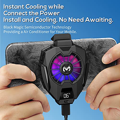 NEVEIKA Phone Cooler, Cellphone Radiator with Dual Semi-Conductor Cooling Chip, Mobile Phones with a Width of 6 to 8 cm for Tiktok Live Streaming, Outdoor Vlog, Mobile Gaming. (Digital Display) Digital display