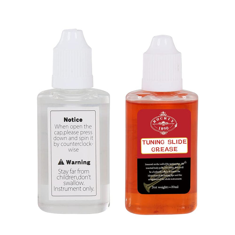 Rochix Synthetic Valve Oil & Tuning Slide Grease for Trumpet,Trombone,French Horn,Tuba,Euphonium and Other Brass Instruments 2 in 1