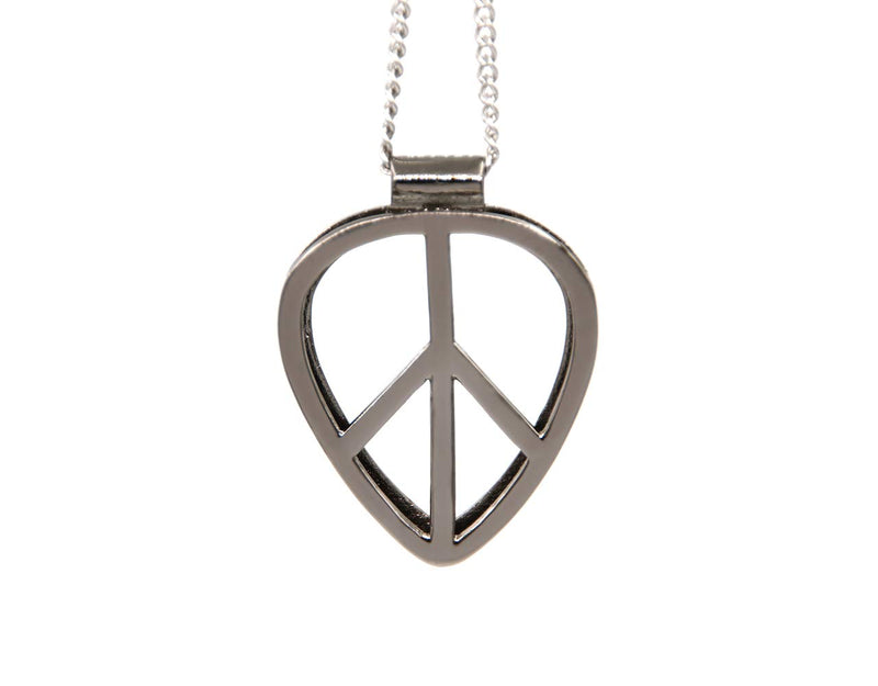 Peace Shaped Guitar Pick Holder Necklace for Guitarists/Guitar Picks Keeper Storage Pendant Necklace Stainless Steel Music Lovers Musicians Gifts Metal Black
