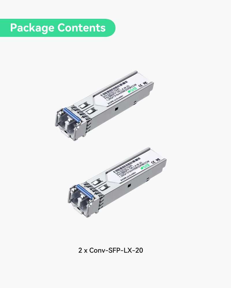 LINOVISION 1.25G SFP Module, 1000Base-LX, 1310nm SMF, up to 20km | Dual LC Fiber, SFP Transceiver for Cisco, D-Link, Supermicro, Netgear, Fortinet, TP-Link and Ubiquiti UNIFI Switches