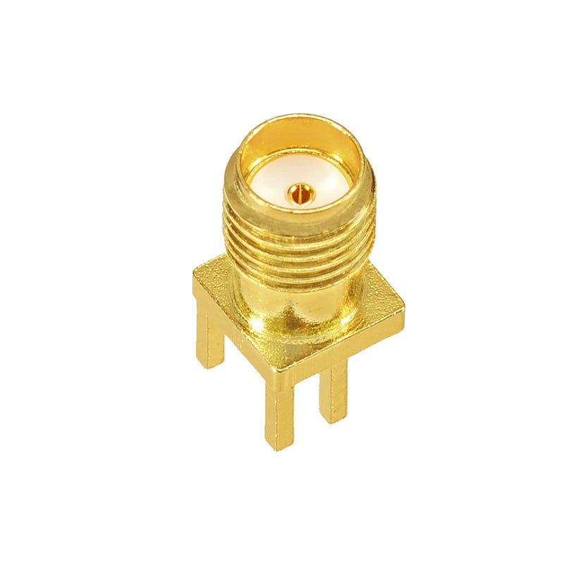 Superbat SMA Female Adapter Edge PCB Mounting | Vertical Through Adapter | 0.051 Inch End Launch Solder Connection | 50 Ohm Gold | Pack of 10 .051" Straight Connector