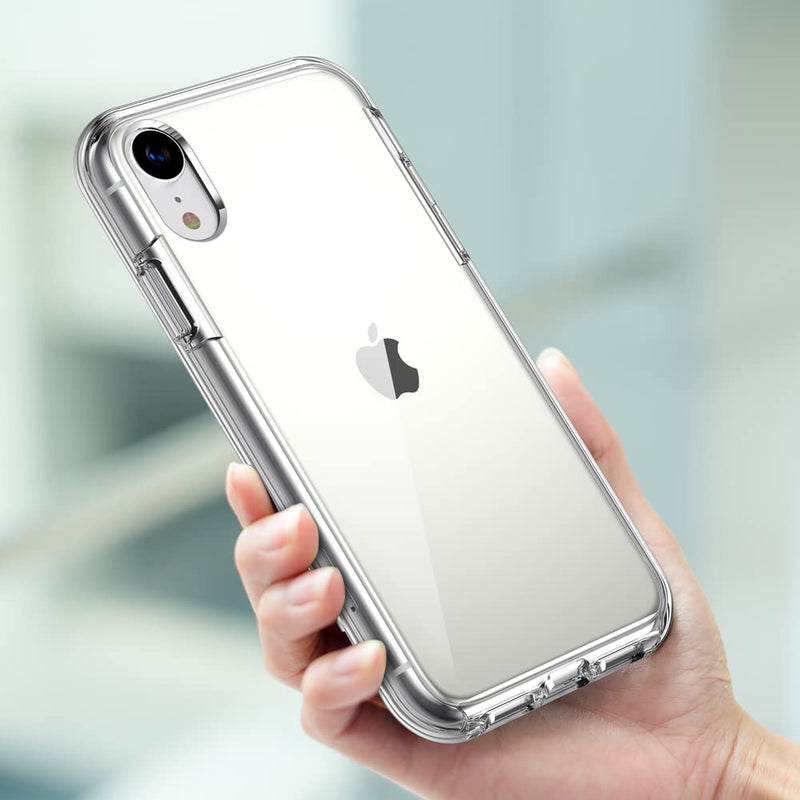 COOLQO Compatible for iPhone XR Case, with [2 x Tempered Glass Screen Protector] Clear 360 Full Body Coverage Hard PC+Soft Silicone TPU 3in1 [Heavy Duty Shockproof Defender] Phone Protective Cover 111_Clear XR 6.1 inch
