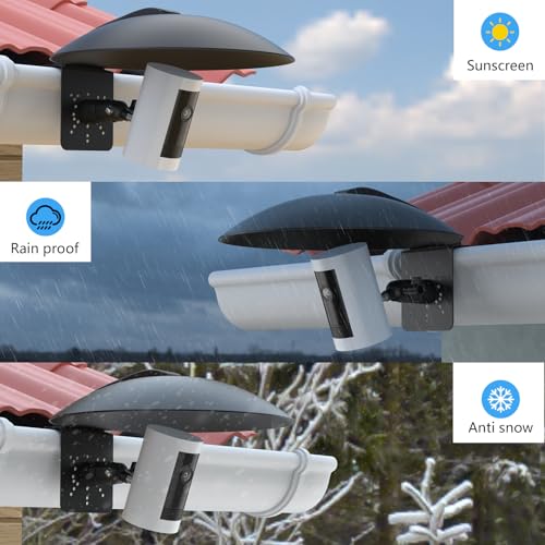 Universal Sun Rain Shade Camera Cover with Gutter Mount for All Outdoor Security Camera with 1/4 Screw, Shield Compatible with R-ing,Blink,Eufy Arlo,Wyze,TP-Link Tapo Camera (Black)