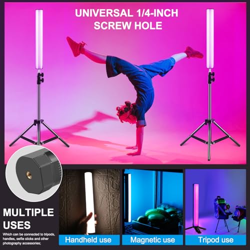 114 LEDs RGB Video Light Wand, Magnetic Handheld Magnetic Tube Light 2500K-9000K CCT & 20 Scene Modes with 3000mAh Battery, 95+ CRI, 120° Beam Angle for Photography YouTube TikTok Vlog 11.8 inch