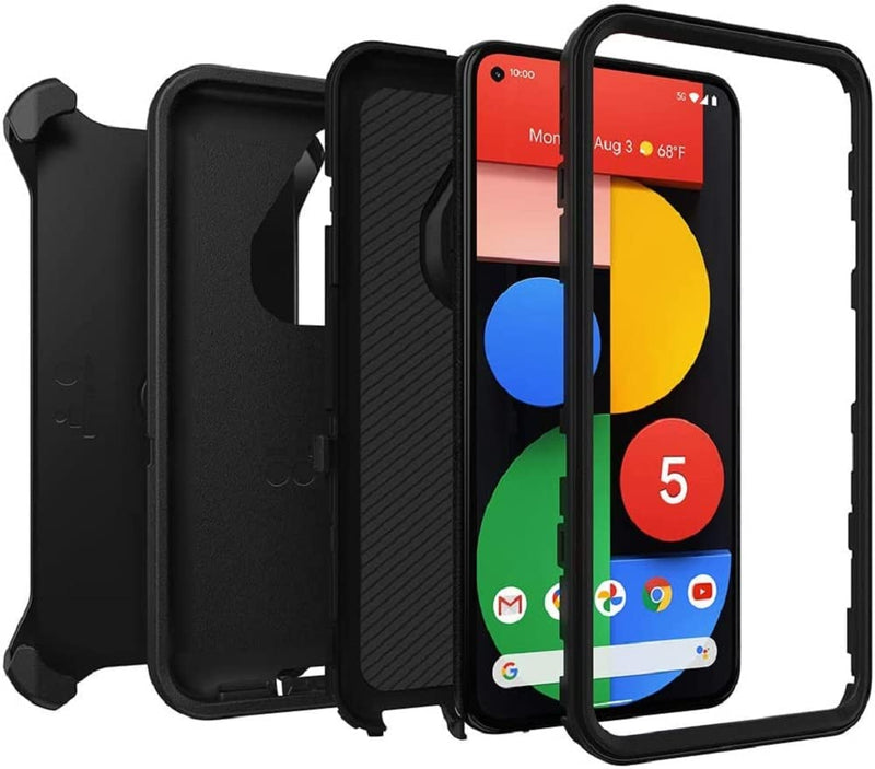 OtterBox Defender Series Case for Google Pixel 5 (Only) - Holster Clip Included - Microbial Defense Protection - Non-Retail Packaging - Black