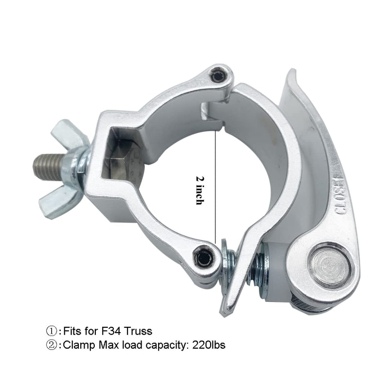 Quick Release Stage Light Clamps,Heavy Duty Aluminum Alloy Mount Silver Lighting Clamps with TUV Certified, Fit 2 inch OD Truss Pipe