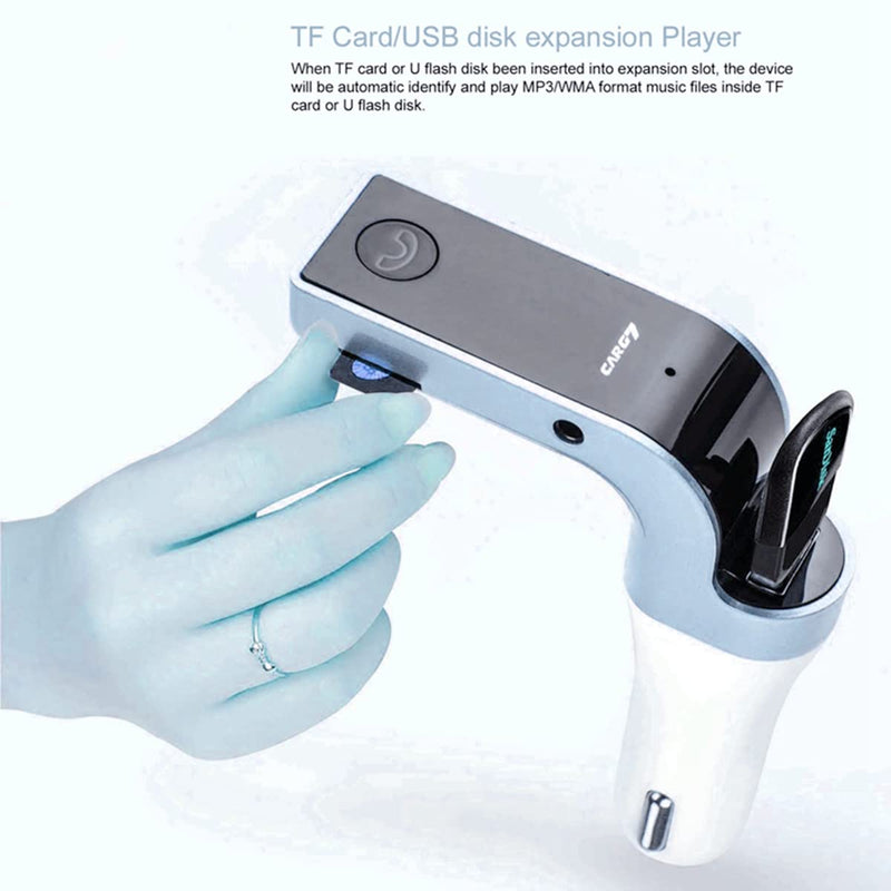 Bluetooth FM Transmitter for car, TIANSHILI Handsfree Bluetooth Receiver Car Kit with Mic/TF Card/USB Drive/AUX Play for iPhone,iPad and Other Android Phones-Silver Silver