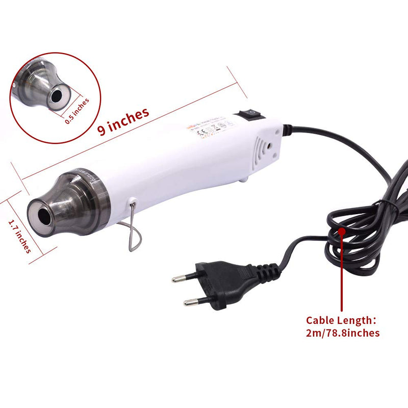 mofa Mini Heat Gun Electric 300 W Mini Shrink Heat Tool Embossing Heat Tool Mini Hot Air Gun DIY Tool (White) White