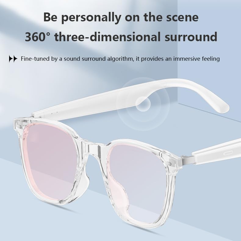 Smart Bluetooth Audio Sunglasses, Open Ear Wireless Headphones & Polarized Tinted Glasses in Pink, Anti-Glare Fashion Eyewear for Driving, Cycling, Music Festivals, Men & Women (Pink)