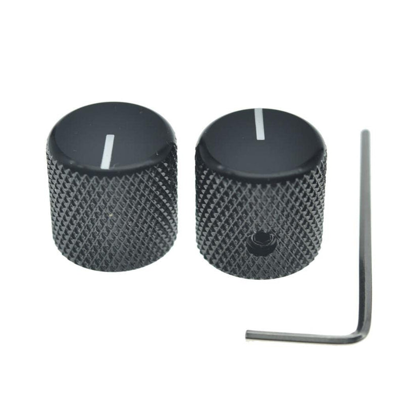 4pcs Aluminium Guitar/Bass Knobs Volume/Tone Control Knob 1/4" Metal Universal Potentiometer Pot Knobs with Set Screw and Indicator for Tele/Telecaster/P Bass Black