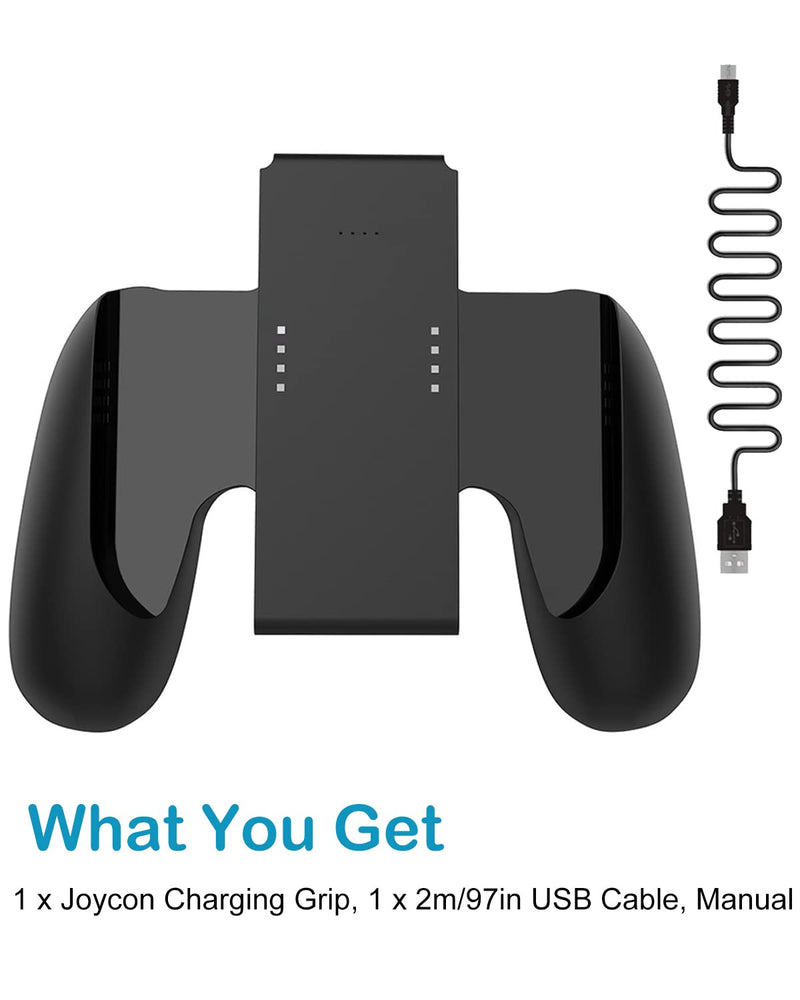 [AUSTRALIA] - KINVOCA Charging Grip with 2000mAh Battery, 2-in-1 Comfort Grip for Nintendo Switch Controller, Controller Charger with 32in USB-C Cable, Power & Charge Indicators, Overcharge Protection Grip for Original Controller ONLY(2000mAh Battery) 