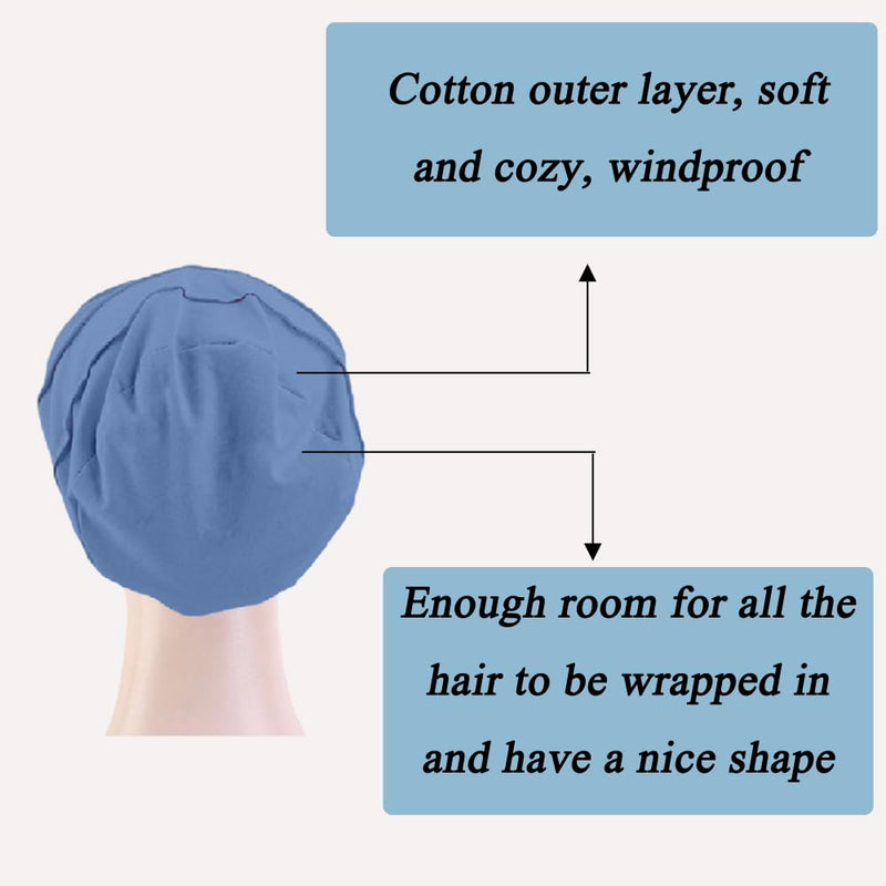 AIDIER Chemo Turban Hat for Women - Summer Cotton Headpiece - Slouchy Head Wrap Sleep Cap - Soft Turban for Cancer and Hair Loss Unit size blue