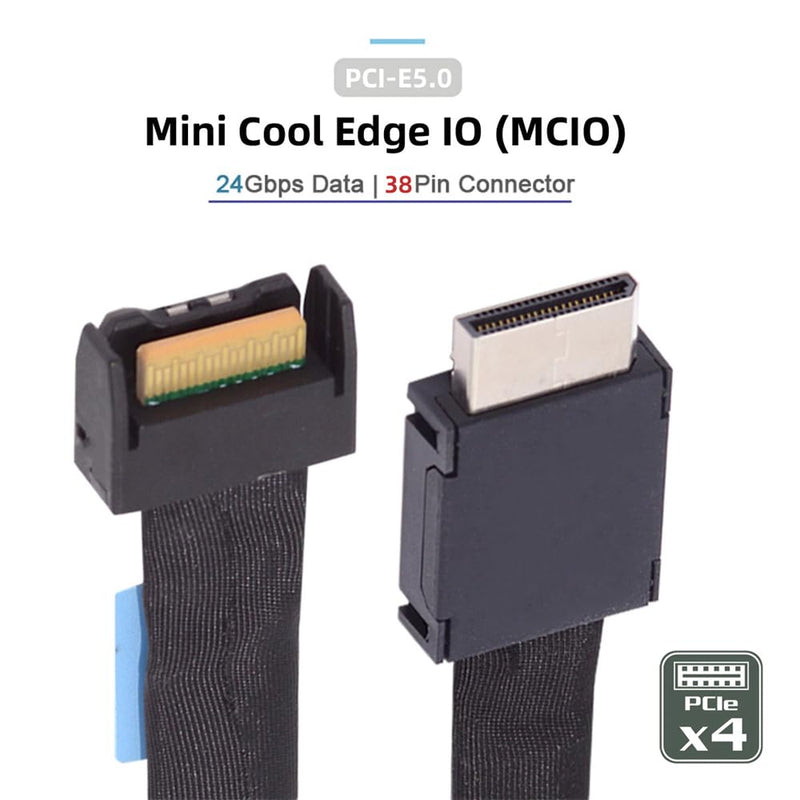Xiwai PCI-E 5.0 MCIO PCI-E Mini Cool Edge IO 4i 38Pin Male to Oculink 4X SFF-8611 Extender Cable 50cm/1.6ft MCIO 4i to SFF-8611