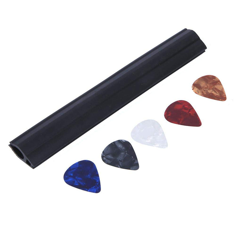 Guitar Picks Holder Clamp Clip Rubber Microphone Stand Pickholder with 5Pcs Picks for Guitar Accessory