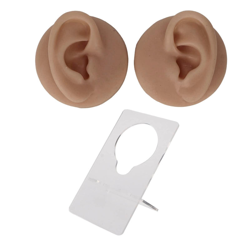 Soft Silicone Ear Model, Reusable Ear Display Mould, Professional Ear Piercing Tool, Safety Pierce for Piercing Practice Earring Display, Various Skin Colours (Dark Skin Colour) Dark skin colour