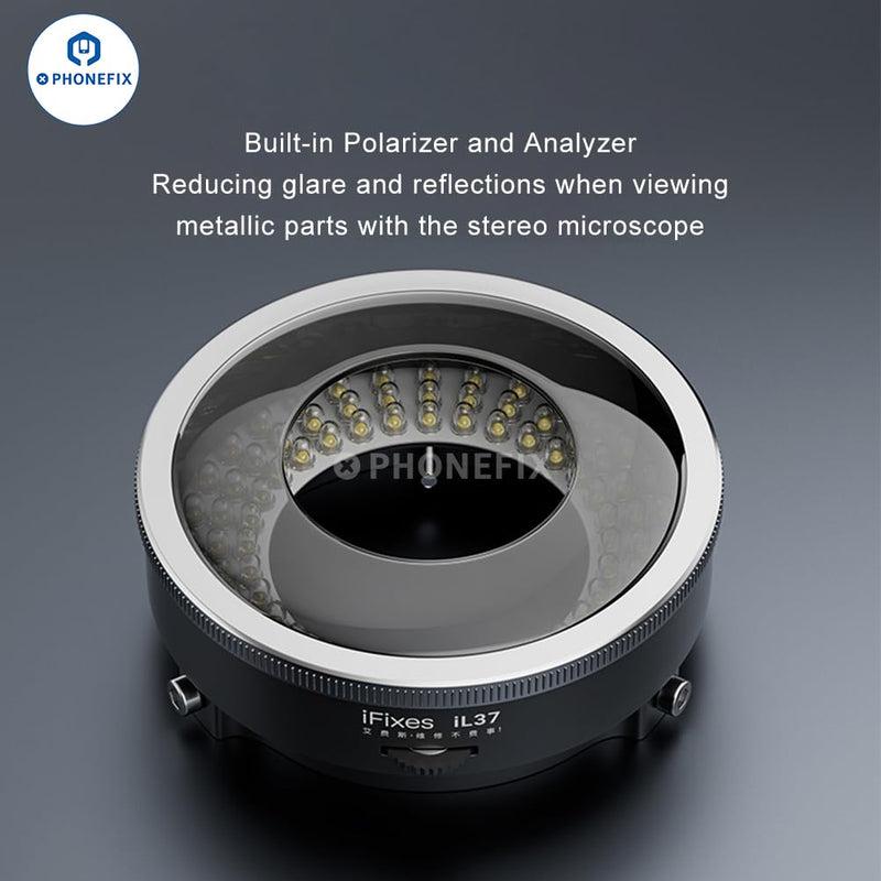 Microscope Polarized 96-LED Ring Light Anti Glare Microscope Lamp Illuminator for Soldering Repair Industrial Camera