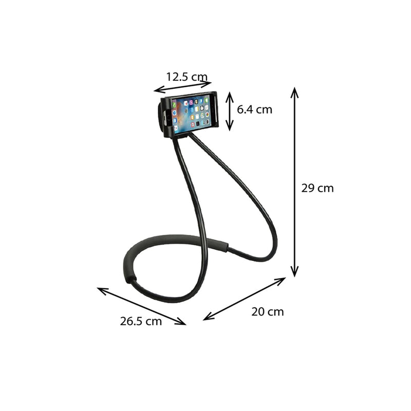 Universal Moblie Phone Stand,Lazy Cell Phone Holder & Neck Cell Tablet Phone Mount Holder Flexible Lazy Bracket (Black) Black