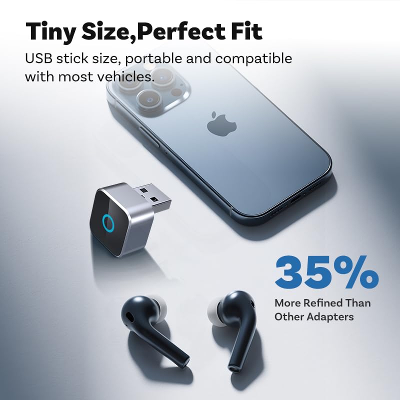 2026 Upgraded Wireless CarPlay Adapter, Fast Auto Connect, Stable Connection, Mini Size Plug & Play Adapter for iPhone & Android Auto Compatible Cars