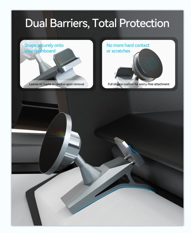 Phone Mount for Tesla Cybertruck The Ultimate Magnetic Phone Holder for Tesla Cybertruck Accessories | 360° Adjustable All-Metal Dash Mount with Strong Magnets Secure Clip-On Design Leaves No Residue Cybertruck, Dashboard