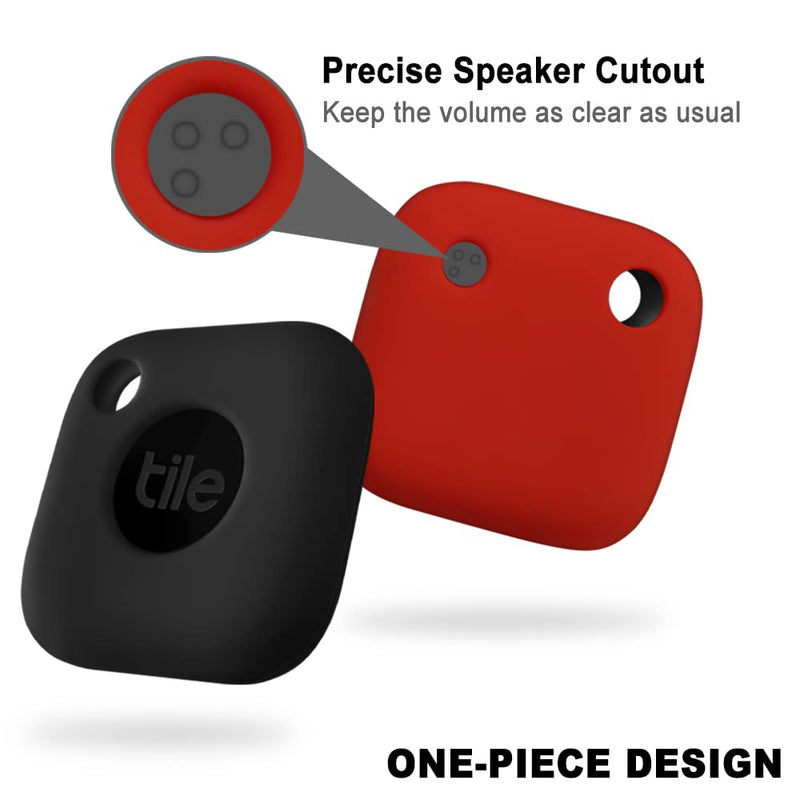Geiomoo Silicone Case for Tile Mate 2022, Soft Scratch Resistant Cover with Carabiner (2 Pack Black+Red) 2 Pack Black+Red