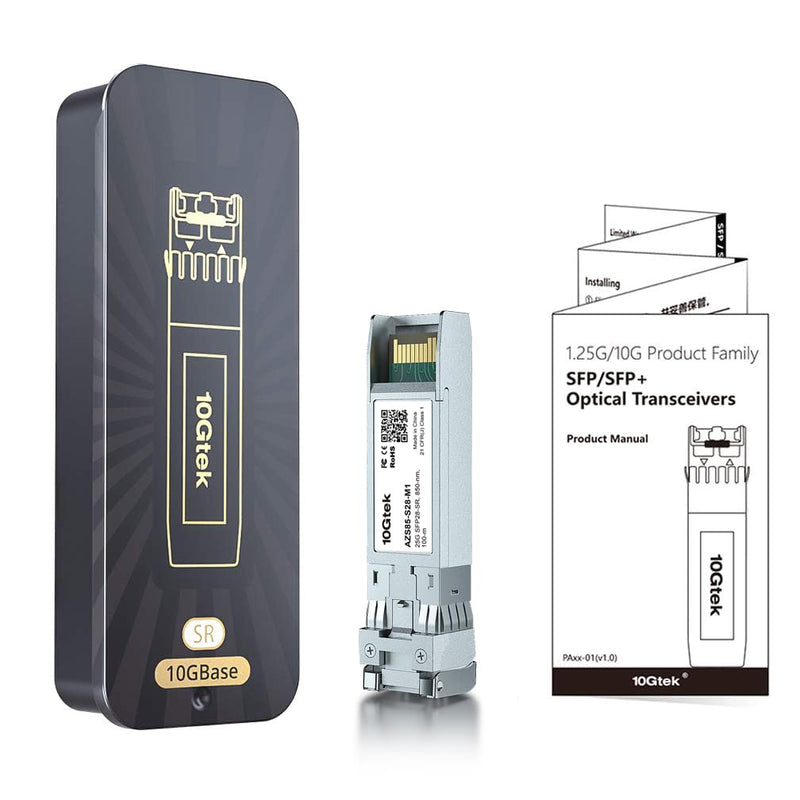 10Gtek 25G SFP28 SFP+ SR Transceiver, 25GBase-SR Duplex LC MMF Optical Module for Mellanox MMA2P00-AS, 850nm, DDM, up to 100m, Pack of 2 25G-SR: 100m x2