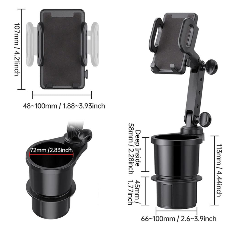 Center Console 2 in 1 Universal Cell Phone Holder Car Cupholder, Cup Holder Phone Mount for Car, Phone Mount for Car with 360° Rotation Fit for Most Cars