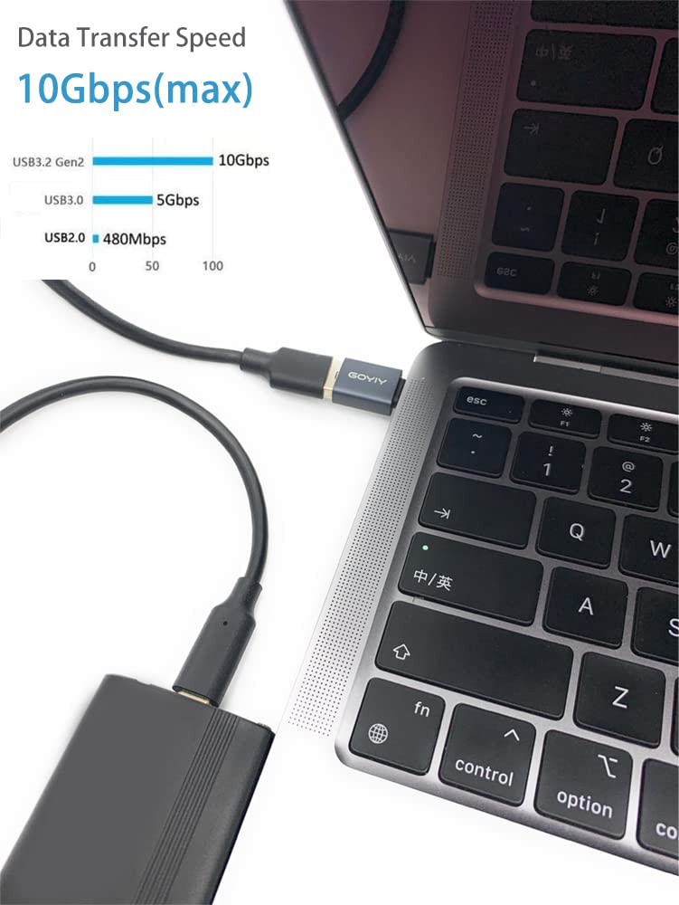 GOYIY USB C to USB Adapter, USB C Male to USB Female Adapter, USB3.2 Gen 2，2-Pack, Compatible with MacBook Pro/Air, iMac, iPad Mini/Pro, Mobile Phone and Other Type C or Thunderbolt 4/3 Devices(Grey) Grey