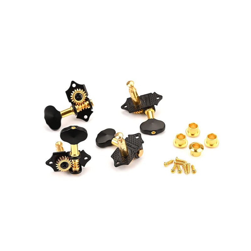 2R2L Black-Plated Tuning Peg Machine Head Tuners For 4 String Ukulele Guitar Bass-Gear Ratio 1:19 (GC501B) GC501B