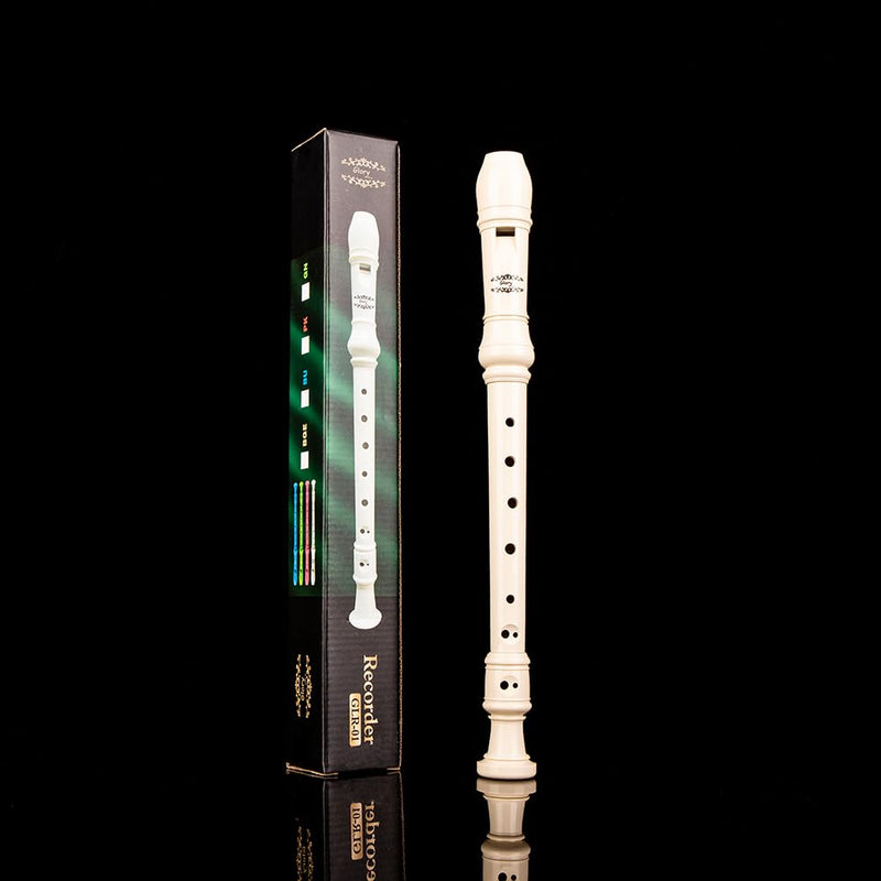 Glory Soprano Recorder Instrument for Beginner, German Fingering C Key Recorder Instrument,Beige Beige
