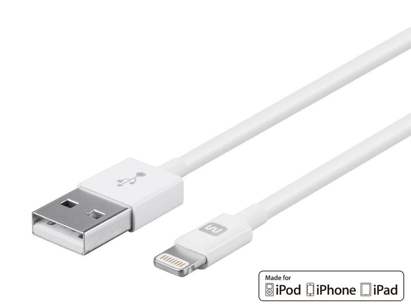 Monoprice Lightning to USB Type-A Charging Cable - Apple MFi Certified, 3 Feet, White - Essential Series (Pack of 5) 3ft (Pack of 5)