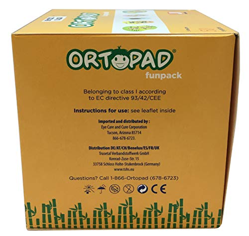 Ortopad® Bamboo Fun Pack Eye Patches, 50/Box (Medium Size, 2-4 yrs) Hedgehog Pack