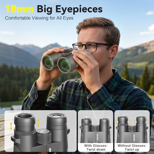 12x50 HD Binoculars for Adults, Easy Focus High Powered Low Light Vision black