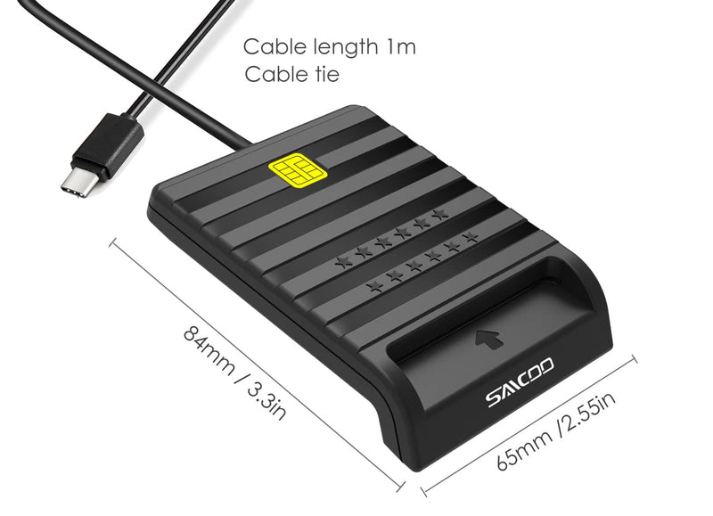 Type-C Saicoo CAC Reader, Smart Card Reader Military, DOD Military USB Common Access CAC Smart Card Reader - Compatible with Mac OS, Win,Linux V7 (USB-C) type C