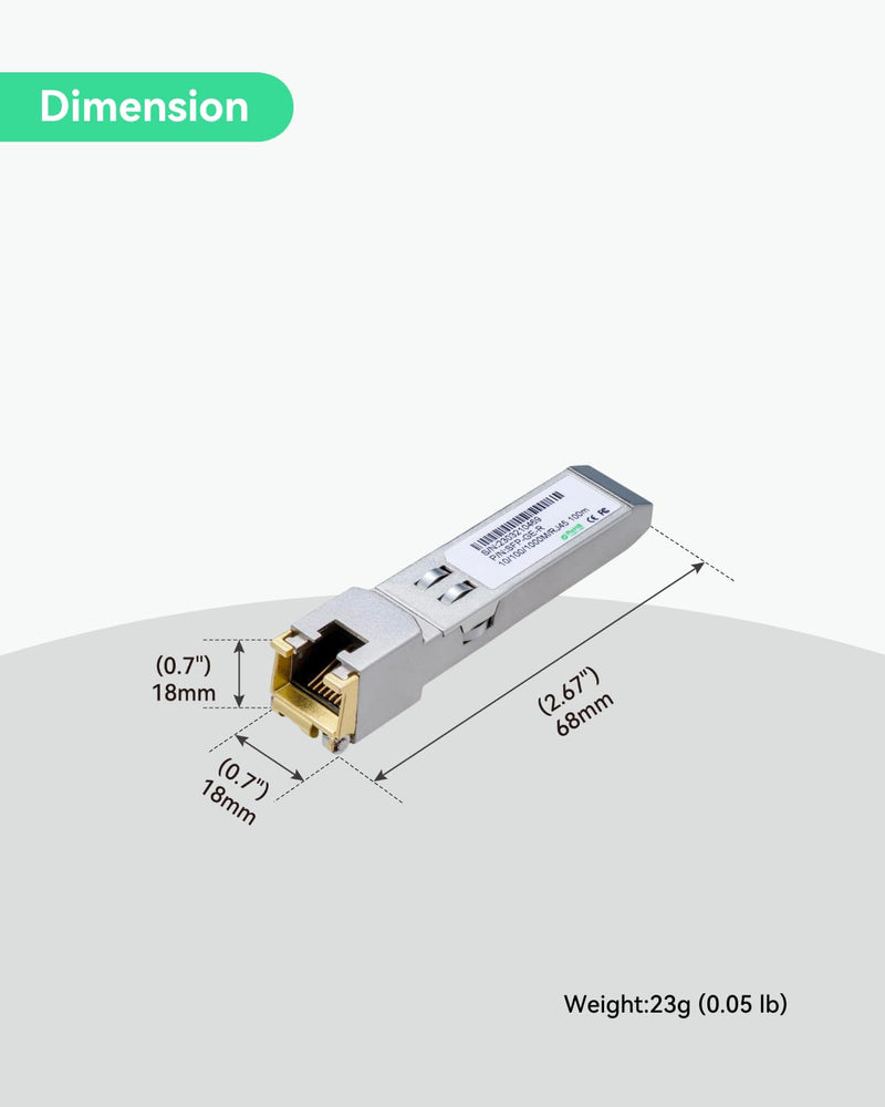 LINOVISION 1.25G SFP to RJ45 Copper Gigabit Ethernet Transceiver | Up to 328ft distance, 1000BASE-T SFP-T Converter for Cisco, D-Link, Supermicro, Netgear, TP-Link and more (2 pack)