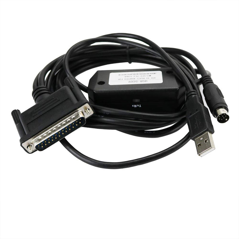Avanexpress PLC Cable USB-SC09 A Series Interface, Compatible with PLC Programming Cable FX Series USB to RS422 Adapter