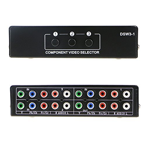 3 in 1 Out Component AV Video Switch Box, Composite 3 RCA AV Splitter RGB Selector Video Audio Switch Converter for Xbox 360 Wii PS2 PS3 DVD/VCD/EVD/HDVD