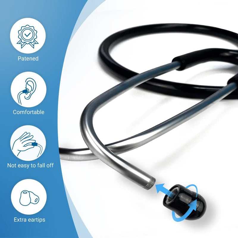 Scian Lightweight Stethoscope for Doctors, Nurses, Students, Adults, Single Head Stethoscopes with Black Tube, Silver Chestpiece Headset for Home Use (Black)