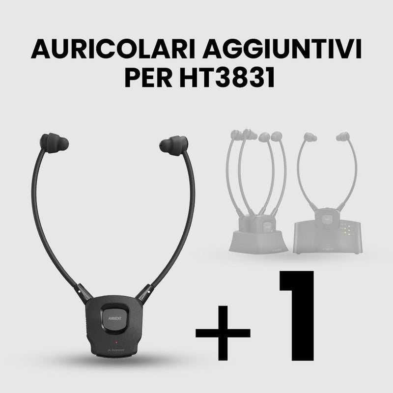 Avantree HT3831-RX - Add-On 2.4G RF Wireless Earphones for HT3831 / HT381, Scalable to 10 (No Charging Dock Included, Single Earphone Only) - Compatible with Batch T23J1 and Later