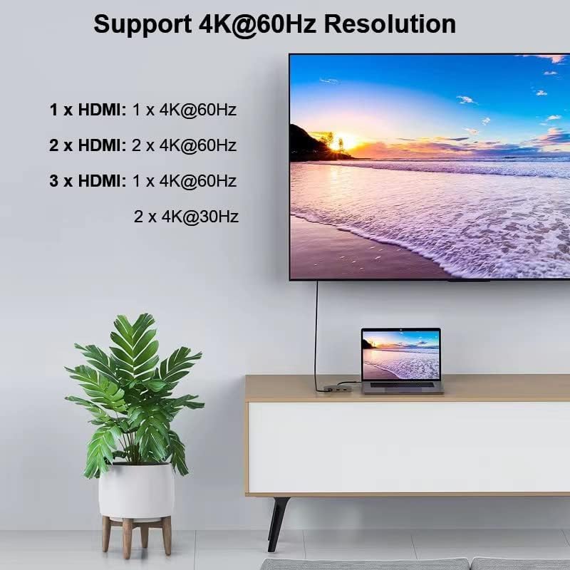 DisplayPort to 3 HDMI Splitter, DP 1.4 to HDMI Multi Monitor 3 Port Support Dual 4K@60Hz Compatible Windows and Mac OS
