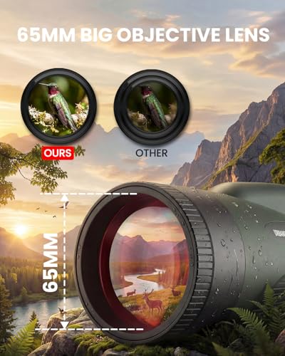 15x65 Monoculars for Adults High Powered 65mm Waterproof Fogproof Telescope Green