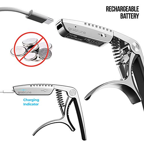 Personality Advanced Capo-Tuner 2-in-1 for Acoustic Guitar with USB Rechargeable Battery/LED Edge Lighting Display Guitar Capo Universal Accessories (Capo-Tuner 2-in-1 Black) Capo-Tuner 2-in-1 Black