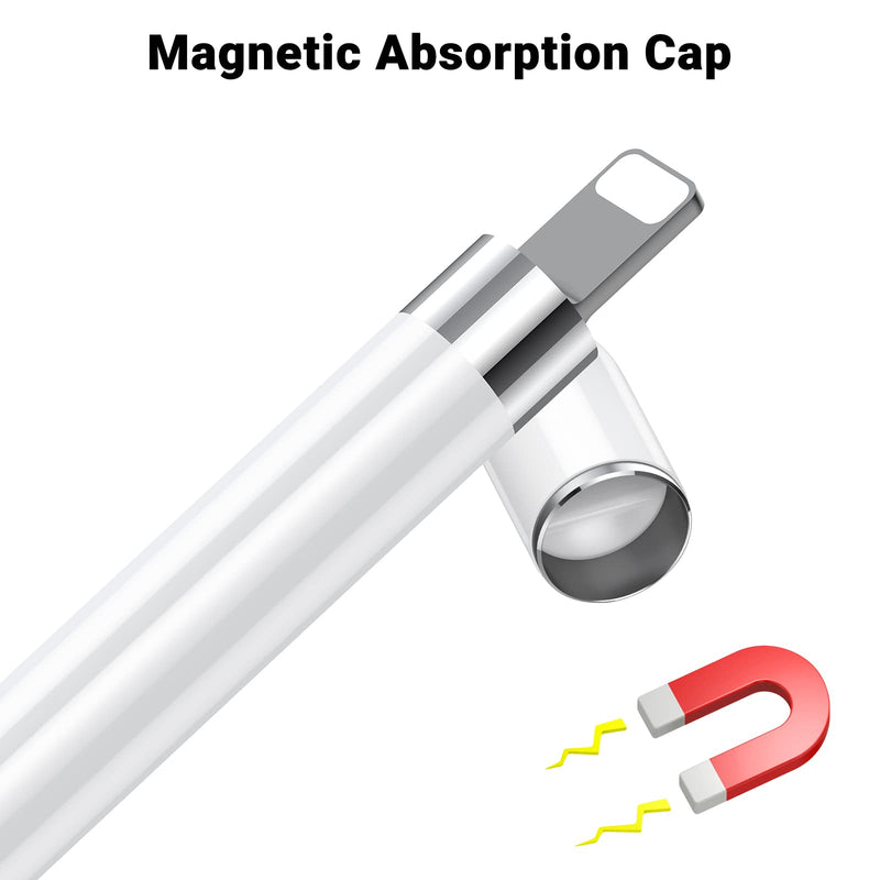 Apple Pencil Cap 1st Generation Magnetic iPencil Replacement for Apple Pen Top Stylus Cover AntiFall Silicone Holder for iPad Pro 10.5" 12.9" 9.7" for iPad 10 9 8 7 6 Air 3 Mini 5th White