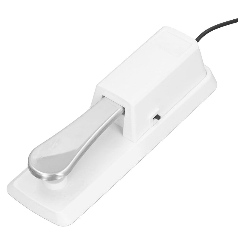 Sustain Pedal, Universal Keyboard Sustain Pedal with 1/4in (6.35mm) Input Plug & Anti Slip Rubber Bottom, Piano Foot Pedal for Digital Piano, Electronic Keyboard, MIDI White