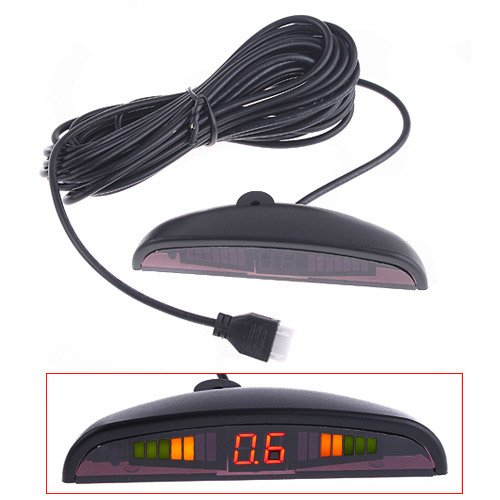 Car Parking Sensors, 4 Sensors Kit Parking Sensors, Radar Buzzer, Desplay LED, Acoustic Car Reverse Backup System (Black)