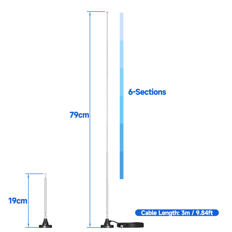[AUSTRALIA] - Bingfu Strong Magnetic Base FM Radio Antenna Telecopic for Pioneer Onkyo Yamaha Marantz Sherwood Indoor Digital HD FM Radio Bluetooth Home Stereo Receiver AV Audio Video Home Theater Tuner 