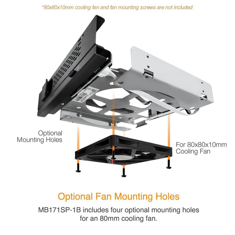 ICY DOCK 3.5 inch SAS/SATA HDD Hard Drive Mobile Rack Tool Free Enclosure for 5.25" Bay | TurboSwap MB171SP-1B