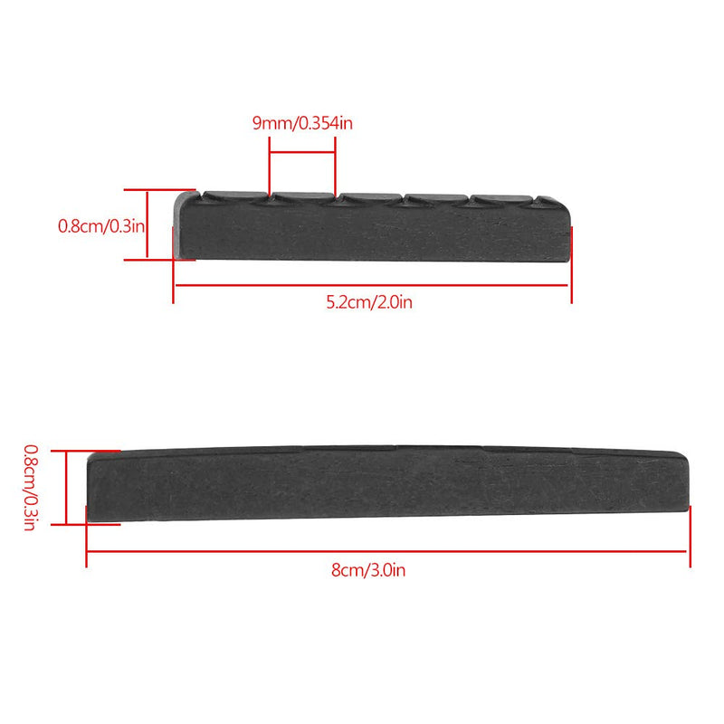 [AUSTRALIA] - 2Pcs Guitar Nut Saddle, Ebony Acoustic Guitar Bridge Saddle, 9mm String Spacing Acoustic Guitars Nuts and Saddles, 6 String Bridge Nuts Parts for Classical Guitars 